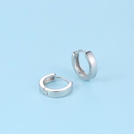 Silver Huggy Hoops Earrings Cuff 5.5mm 8mm 11mm Tiny Mini Small Top Upper Ear Cartilage Forward Helix Second Earlobe Piercing Holes Hinged Sleeper Cuff Huggie Earrings, Silver, No Gemstone