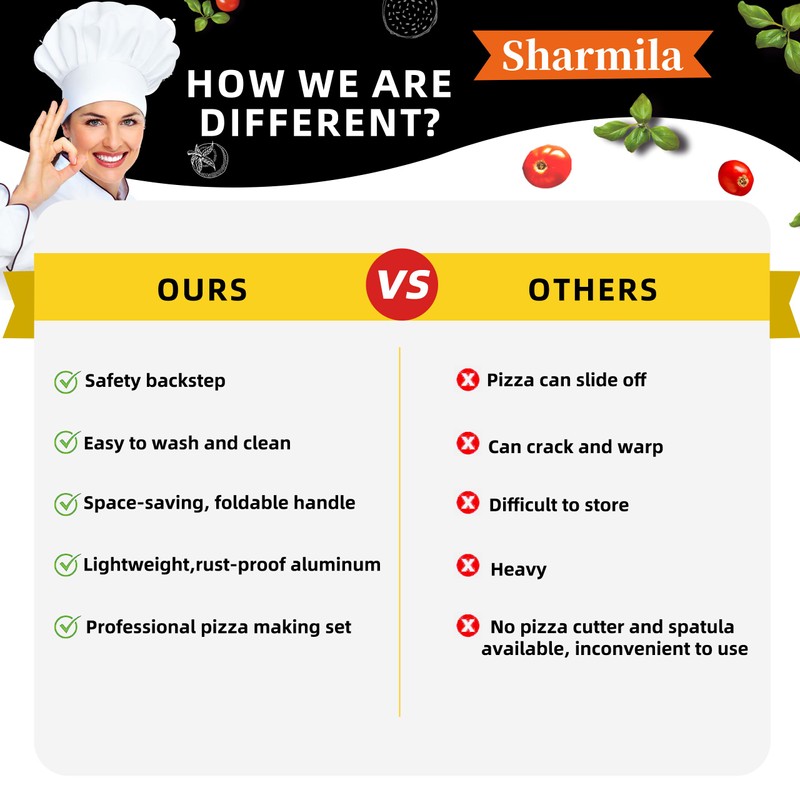 Sharmila Pizza Peel 12 Inch, Aluminum Pizza Paddle with Foldable