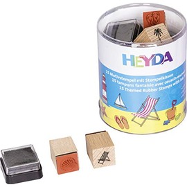 Heyda 204888490 Heyda 204888490 Stamp Tin (Holiday) Motif Size: Approx. 1.5 x 1.5 cm, 15 Wooden Stamps