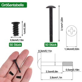 Computer Case Fan Screws Kit, Fan Screws, 2 Types of Screws, Housing Fan Screws, Long and Short, for Laptop PC Computer Repair Accessories Pack, Black Pack of 100