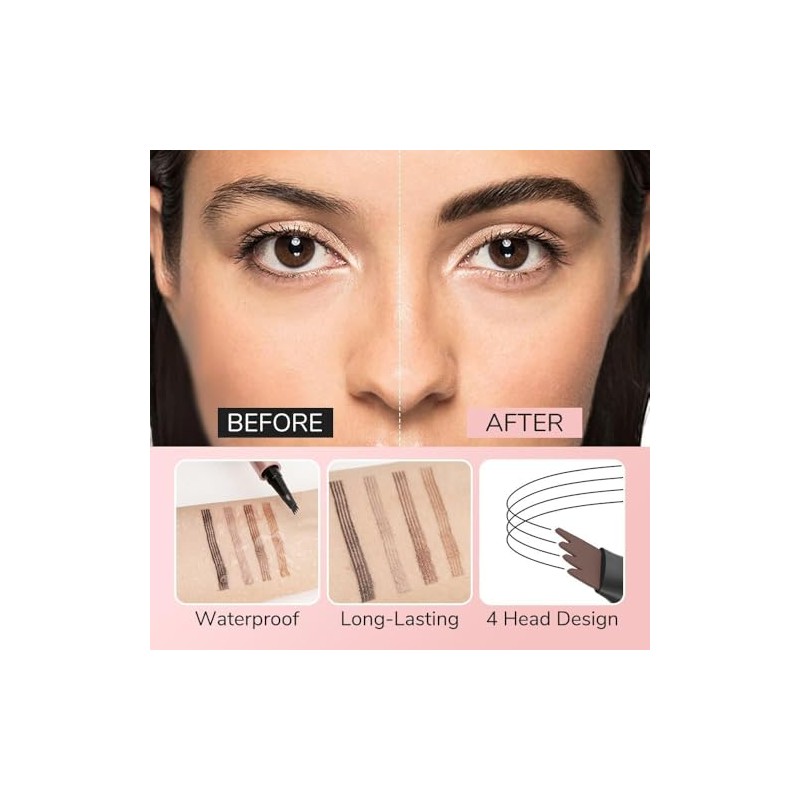 Lápiz de Cejas Impermeable Mágico, Lápiz de Cejas Multiforjado 3d
