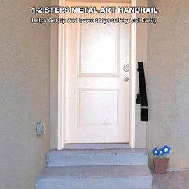 21.7" Outdoor Stair Handrails,1-2 Steps Stairs Rails-Wall Mounted Wrought Iron Hand Railing-Staircase Grab Rail-Heavy Duty Metal Art Handrail for Outdoor Steps-Porch Garage-Anti-Corrosion Carbon Steel