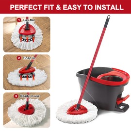 1 Pack Mop Heads Replacement for O-Ceda Easy Wrin Spin Mop, Microfiber Spin Mop Refills, Easy Cleaning Mop Head Replacement (1pc 1-Tank Mop White)