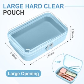 Gaillty 4 Pcs Clear Hard Plastic Zipper Pouches Pencil Case Hard Shell Plastic Case Large Transparent Pencil Box Portable Travel Organizer for Office Cosmetics(Beige, Orange, Dark Blue, Green)