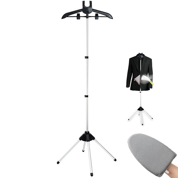 GSUNSOX Foldable Garment Steamer Stand with Ironing Gloves for Clothes,Adjustable
