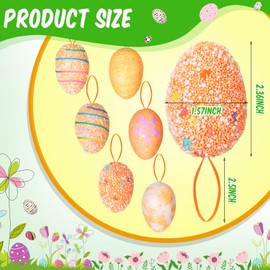 30 Pcs Easter Egg Ornaments for Tree Mini Easter Hanging Eggs Decorative Pastel Easter Tree Decoration Glitter Colorful Painted Foam Egg with Loops for Spring Easter Party Supplies Decor, 5 Styles