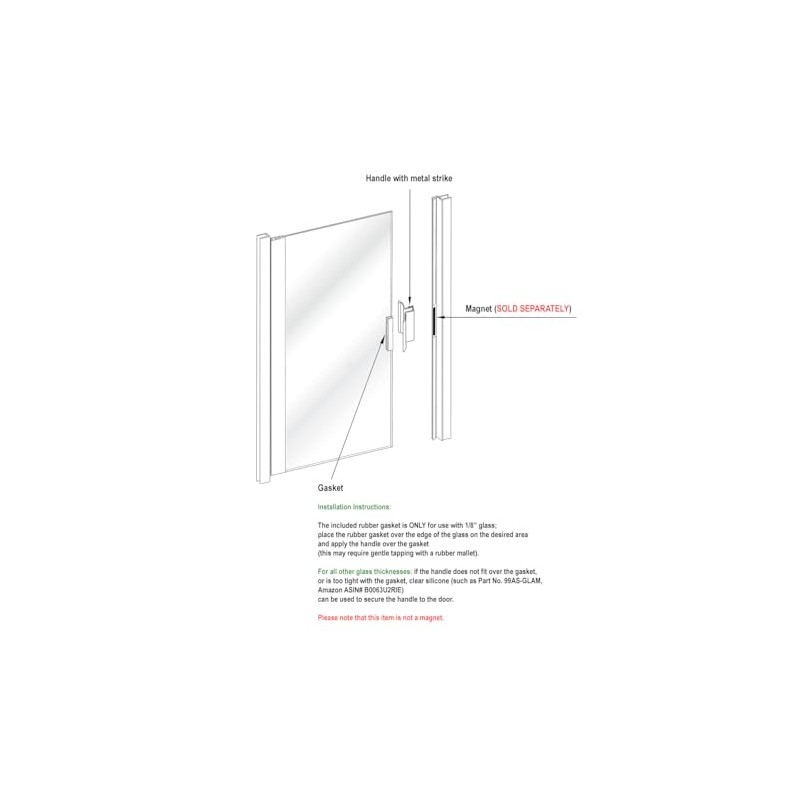 Gordon Glass® 3" White Frameless Shower Door Handle with Metal