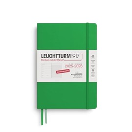 LEUCHTTURM1917 372618 Weekly Calendar & Notebook Medium (A5) 2026, 18 Months 07.2025-12.2026, Hardcover, Spring Leaf, German
