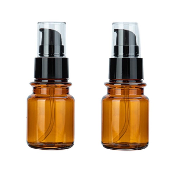 Erioctry 2PCS 80ML/2.7OZ Amber Plastic Lotion Pump Bottles Refillable Cosmetic