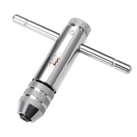 sourcing map Adjustable Ratchet Tap Wrench T-Handle, for Metric M5-M12 Thread Taps, Ratcheting T Handle Holder Reamer Hand Tapping Tool for Machinist Repair, 111mm (4.37-inch Approx.) Body