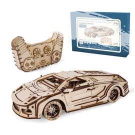 Gueiddi 3D Wooden Puzzles for Adults, 1/18 Scale Retro Sports Car Model Kit, Mechanical Supercar Building Project, DIY Vintage Vehicle Hobby Kit, Creative Gifts for Men, Teens & Car Enthusiasts