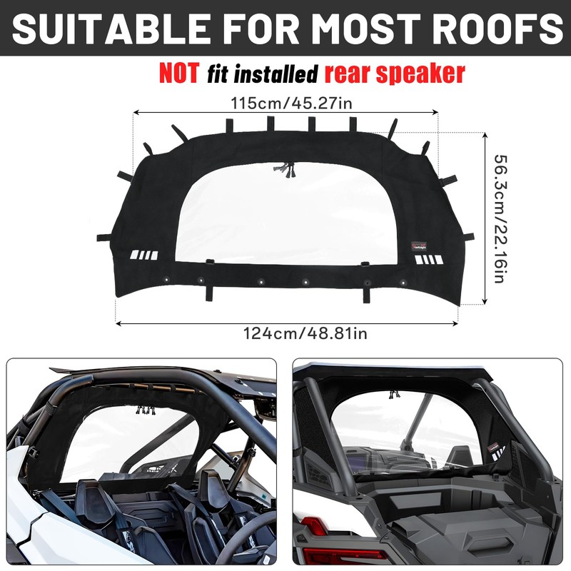 StarknightMT RZR Pro XP Soft Rear Windshield Compatible with 2020-2025