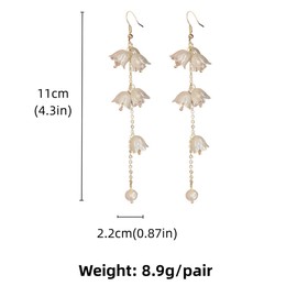 Bell Orchid Flower Drop Dangle Earrings Dainty Lily of the Valley Crystal Threader Tassel Earrings for Women-Lily of the Valley