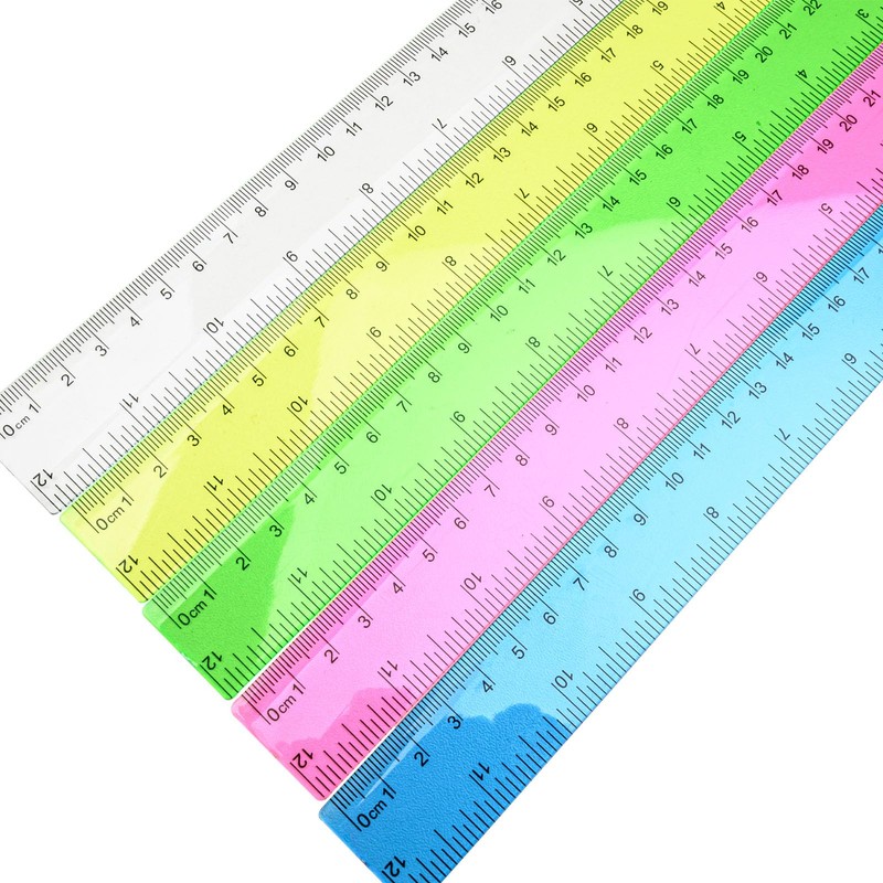 DIAO79NI 5-Piece Transparent Red Plastic Ruler Set, 12 Inch (30cm),