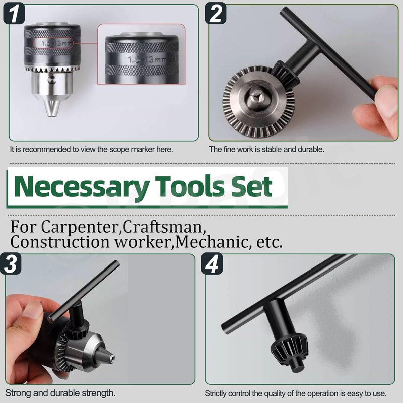 Keadic 5Pcs Drill Chuck Key Wrench Set, 3/4" / 5/8"