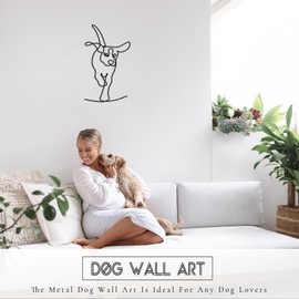 TYLCC Metal Wall Art Decor Minimalist Abstract Dog Wall Art Metal Dog Wall Decor Line Drawing Wall Art Decor Metal Wall Decor for Living Room Bedroom Wall (Lovable)