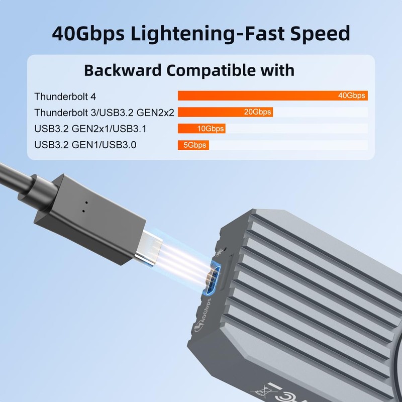 MAIWO 40Gbps M.2 NVMe SSD Enclosure, USB4 Type-C to 2280