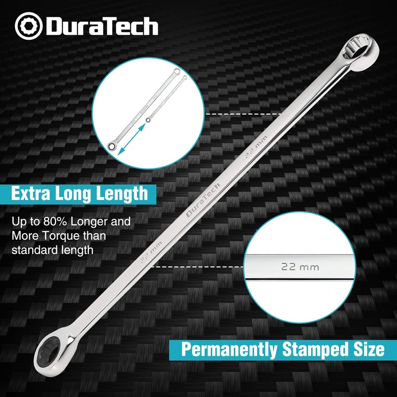 DURATECH Extra Long Ratcheting Wrench Set, Double Box End Wrench