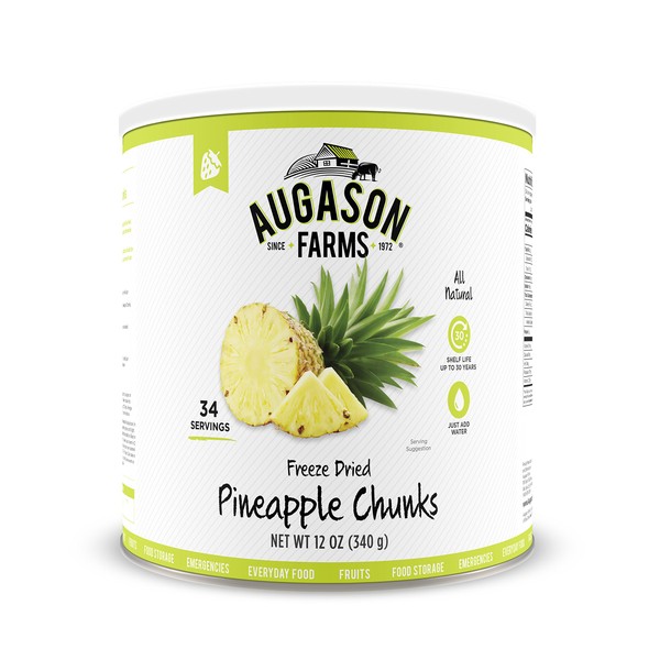 Augason Farms Freeze Dried Pineapple Chunks 12 oz
