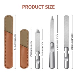 Metal Nail File (2 Pcs), Nail Files for Natural Nails & Toenails, Thick Nails Made of Stainless Steel, Double Sided Metal Nail Files with Anti-Slip Handle for Fingernail Toenail, Home or Salon Use