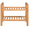 Solid Oak Wood 2-Shelf Shoe Rack 19.7"x10.6"x15.7" Stand for Shoescolor: