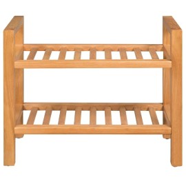 Solid Oak Wood 2-Shelf Shoe Rack 19.7"x10.6"x15.7" Stand for Shoescolor: Brown1