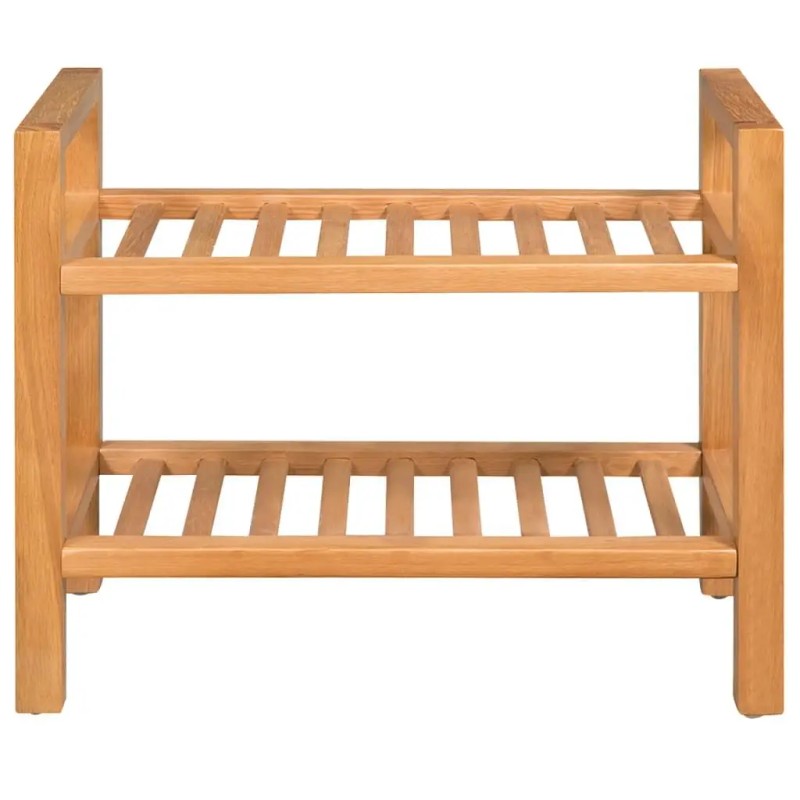 Solid Oak Wood 2-Shelf Shoe Rack 19.7"x10.6"x15.7" Stand for Shoescolor: