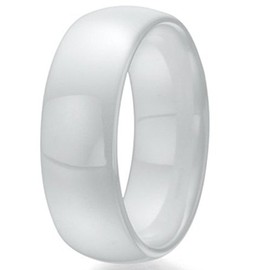 JUDE 8mm Classical Simple Plain Black White Ceramic Ring Wedding Band (White, U)