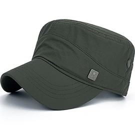 REDSHARKS Men Women Outdoor Sport Quick Dry Cadet Army Cap Adjustable Waterproof Military Hat Flat Top Baseball Sun Cap Olive Green
