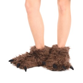 Lazy One Animal Paw Slippers for Kids and Adults, Fun Costume for Kids, Cozy Furry Slippers, Sasquatch (Bigfoot, Large) Dark Brown