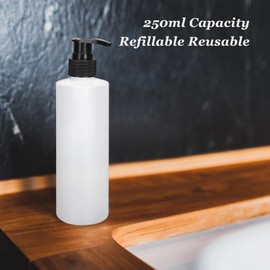 Plastic Pump Bottle Dispenser, 2pcs 250ml Refillable Empty Bottle Container with Pump for Massage Essential Oil, Soap, Shampoo, Lotions, Liquid Body Soap, Aromatherapy & More