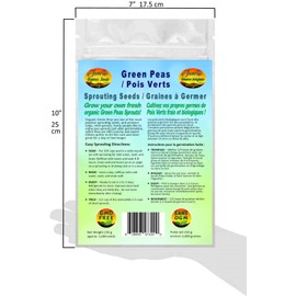 Green Peas Sprouting Seeds | Pois Verts Graines à Germer | Organic & Non-GMO | Net Wt. 250 Grams (Approx. 1,000 Seeds) | High Germination Rate | Product of Canada