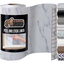 GORILLA GRIP Peel and Stick Paper, Removable Cover for Books, Shelves, Countertops, Drawers, Cabinets and Crafts, Easy Install Kitchen Decor, Shelf, Drawer, Cabinet Liners 11.8 in x 10 FT White Marble
