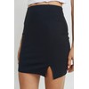 LaClef Womens Mini Fitting Split Skirt (Large, Black Solid)