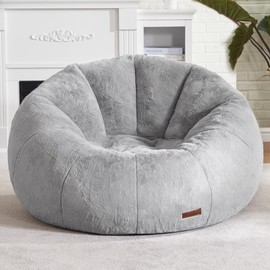 Hobestluk Bean Bag Chairs Large Bean Bag Couch for Adults Stuffed Lazy Sofa Chair Comfy Floor Chair with Spacious Design for Reading, Gaming or Relaxing (Grey)
