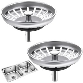 2 Pack Kitchen Sink Plug Strainer, 78mm 304 Stainless Steel Sink Strainer Plug, Universal Kitchen Sink Drain Stopper Replacement for Food Waste Hair Catcher Anti-Clogging