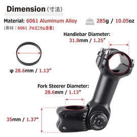 Azarxis 25.4mm 31.8mm Stem 70mm 80mm 90mm 110mm 120mm 130mm 17 35 45 60 Degree Adjustable Bike Stem Mountain Bike Stem Short Handlebar Stem for Bicycle, Road Bike, MTB, BMX, Cycling