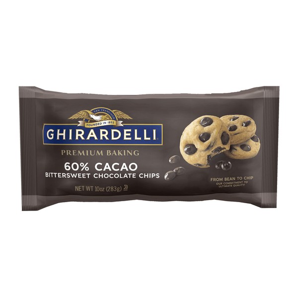 Ghirardelli Chocolate Company 60% Cacao Bittersweet Chocolate Premium Baking Chips, 10 OZ Bag (6 Bags)
