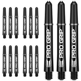 Bullydarts Target Pro Grip Dart Shafts with Locking Rings - 15 Shafts (5 Sets), black, Medium - 48mm