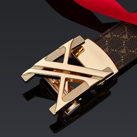 VANNANBA Designer Belts for Men With Letter Buckle, Ratchet Belts with Automatic Buckle with Gift Box