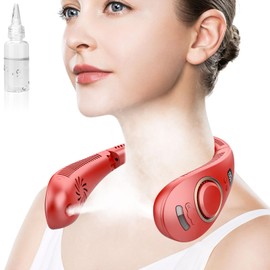 Portable Neck Fan with Mister,Hands Free Folded Neck Fan with LED Display&4 Fan Speeds, Misting Cooling Personal Fans for Your Neck,Foldaway Face Fan with Mist Birthday Gifts for Women Men Adult