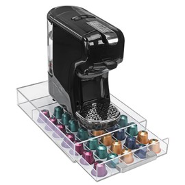 Navaris Acrylic Coffee Pod Holder - Transparent Coffee Capsule Storage - Easy-to-Use Coffee Pods Organiser, Machine Stand & Space Saver - Coffee Station Pod Holders - An Ideal Gift