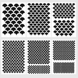 6 Pieces Mermaid Scale Stencils Mermaid Makeup Stencil Fish Scale Templates Reusable Mermaid Scale Painting Stencils for Painting on Wall Face Body Wood Fabric DIY Art Home Decor, 8.3 x 11.8 Inch