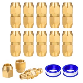 Breezliy 10PCS Soild Brass Air Reusable Hose Splicer For 3/8-Inch ID Hose,Hose Air Hose Repair Fitting (10 Pack 3/8 Inch)