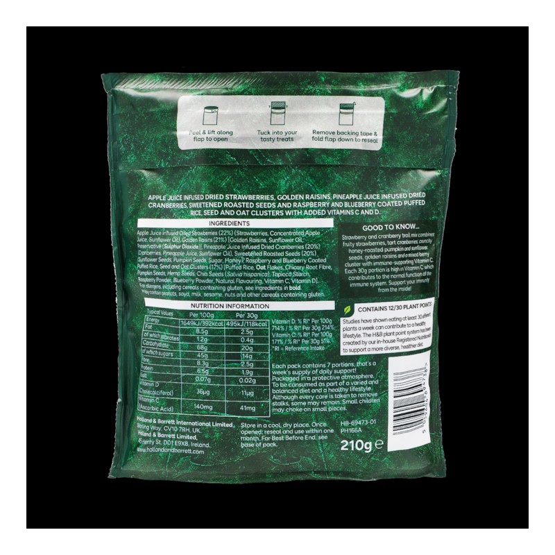 Holland & Barrett Immunity Support Trail Mix "With Benefits" Strawberry