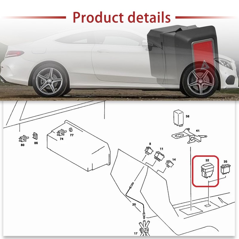 JNFSup Hazard Warning Switch No.1238200205 Fit for Benz