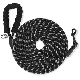 Recall Lead for Dogs, 3 m 5 m 10 m 20 m Long Recall Lead with 2 Swivel Hooks, Training Lead for Small, Medium and Large Dogs (Black, 20 m x 9 mm)