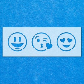 Smile Love Kiss Emojis Stencil: Mylar Airbrush Wall Art Painting Crafts | DIY-A4 Stencil - Design Size (257 x 72 mm)