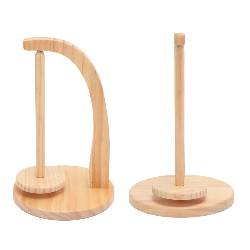 Yarn Holder Easy Installation Stable Structure Rotatable Wooden Yarn Ball