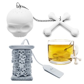 2pcs tea infuser, cute silicone tea infuser, loose tea leaf steeper, Creative design, easy to brew loose leaf tea, They are fun tea accessories for brewing tea(Skull + Tower)
